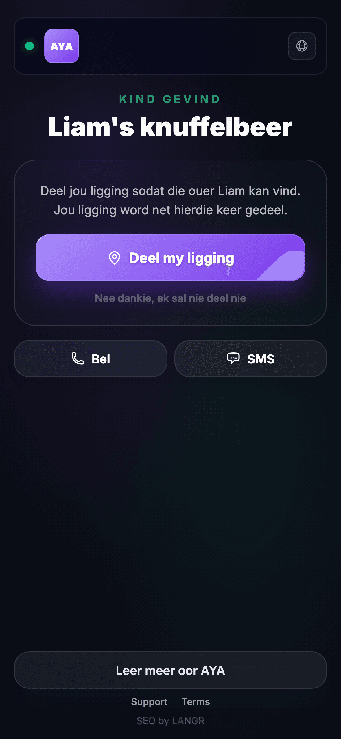 Vinder skandeer die QR-kode