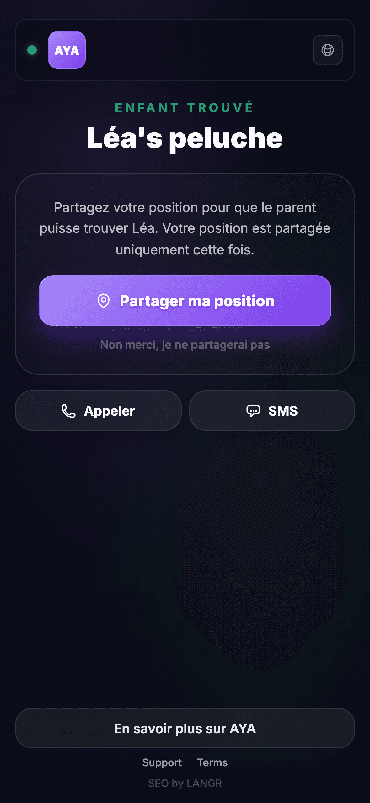 Le trouveur scanne le code QR