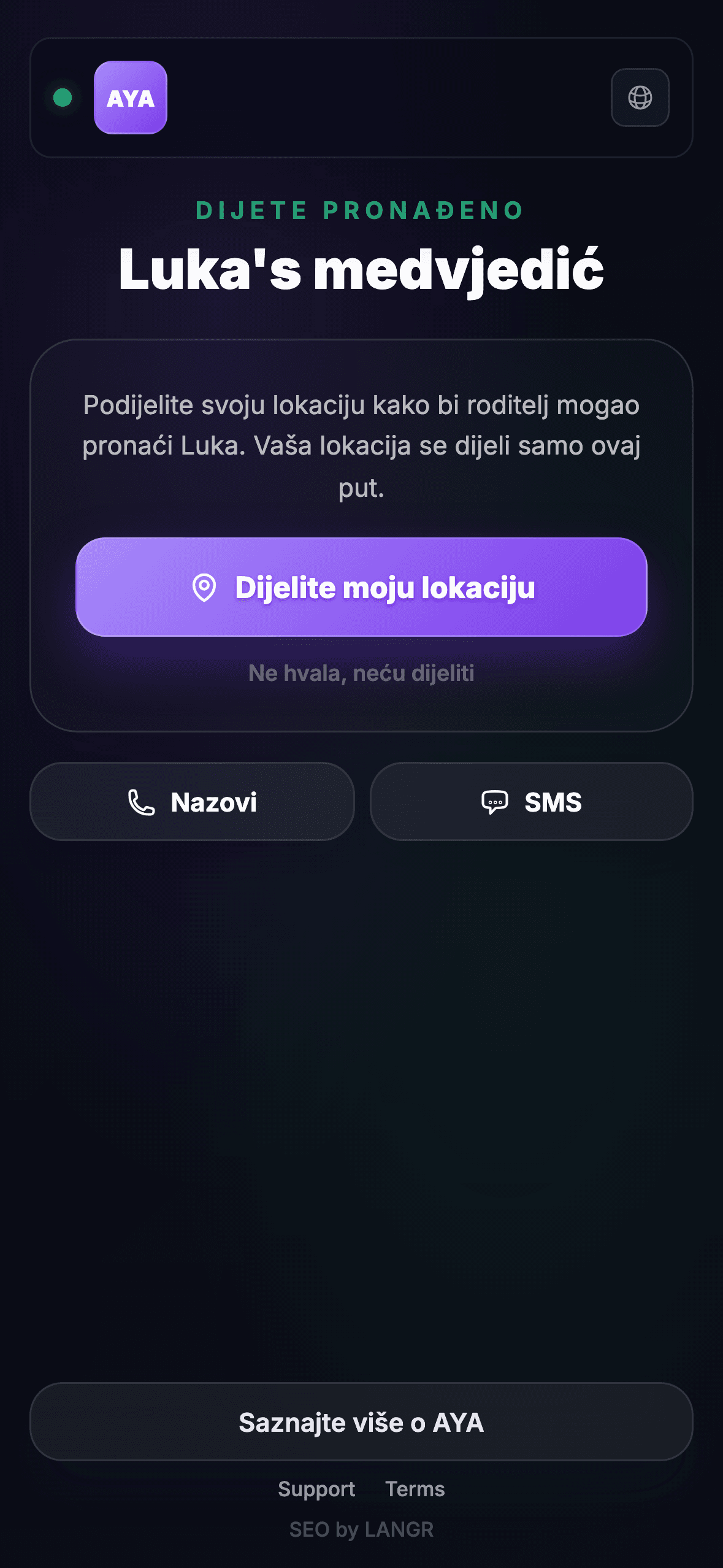 Pronalazač skenira QR kôd
