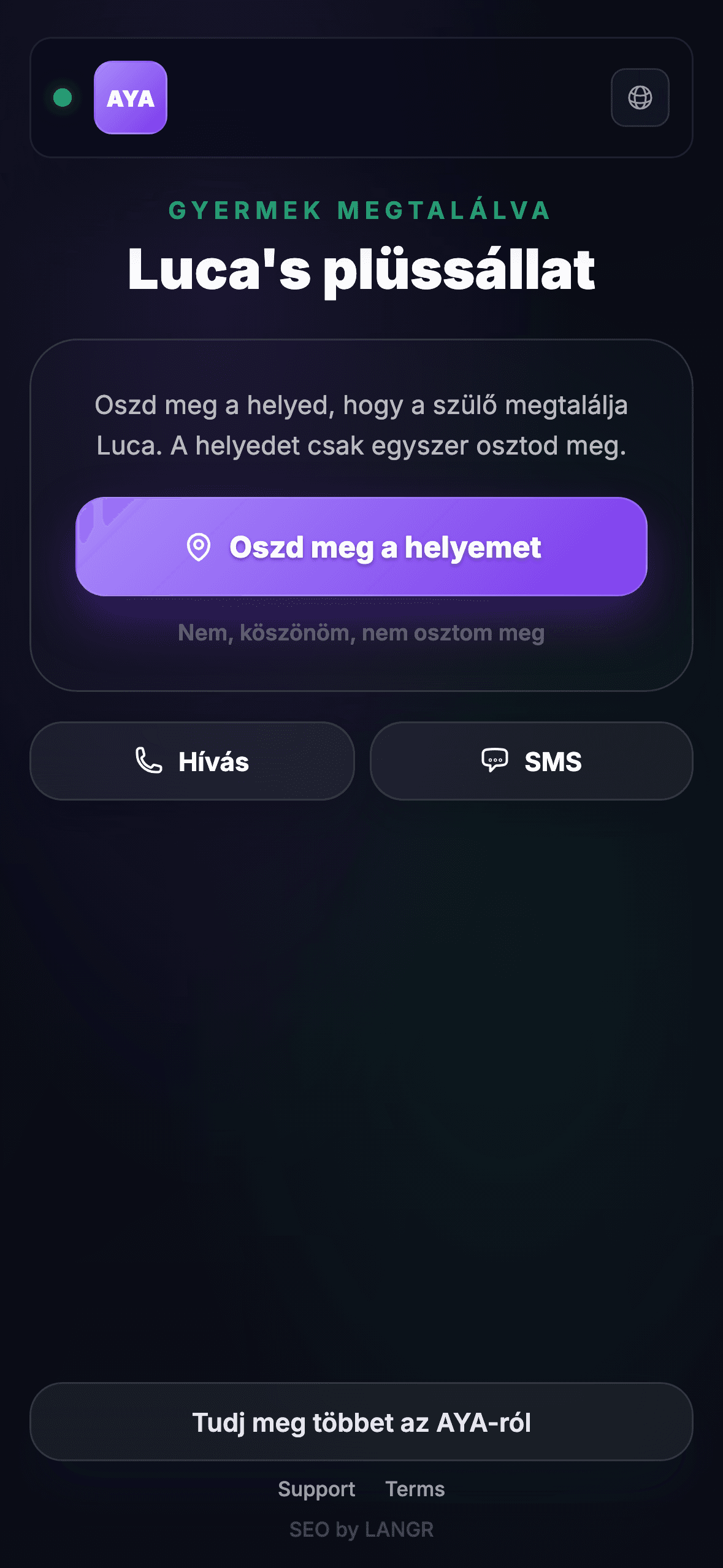 A megtaláló beolvassa a QR-kódot