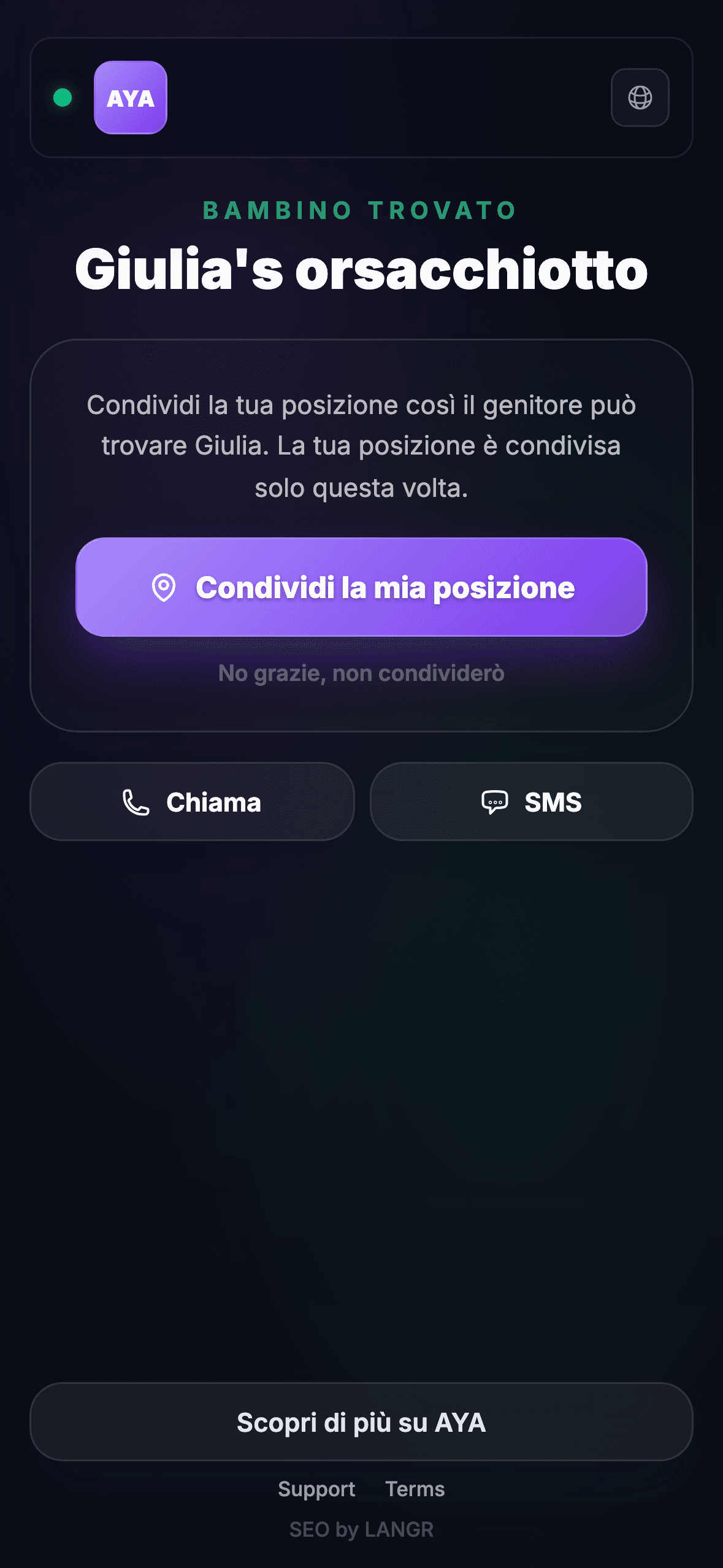 Il trovatore scansiona il codice QR