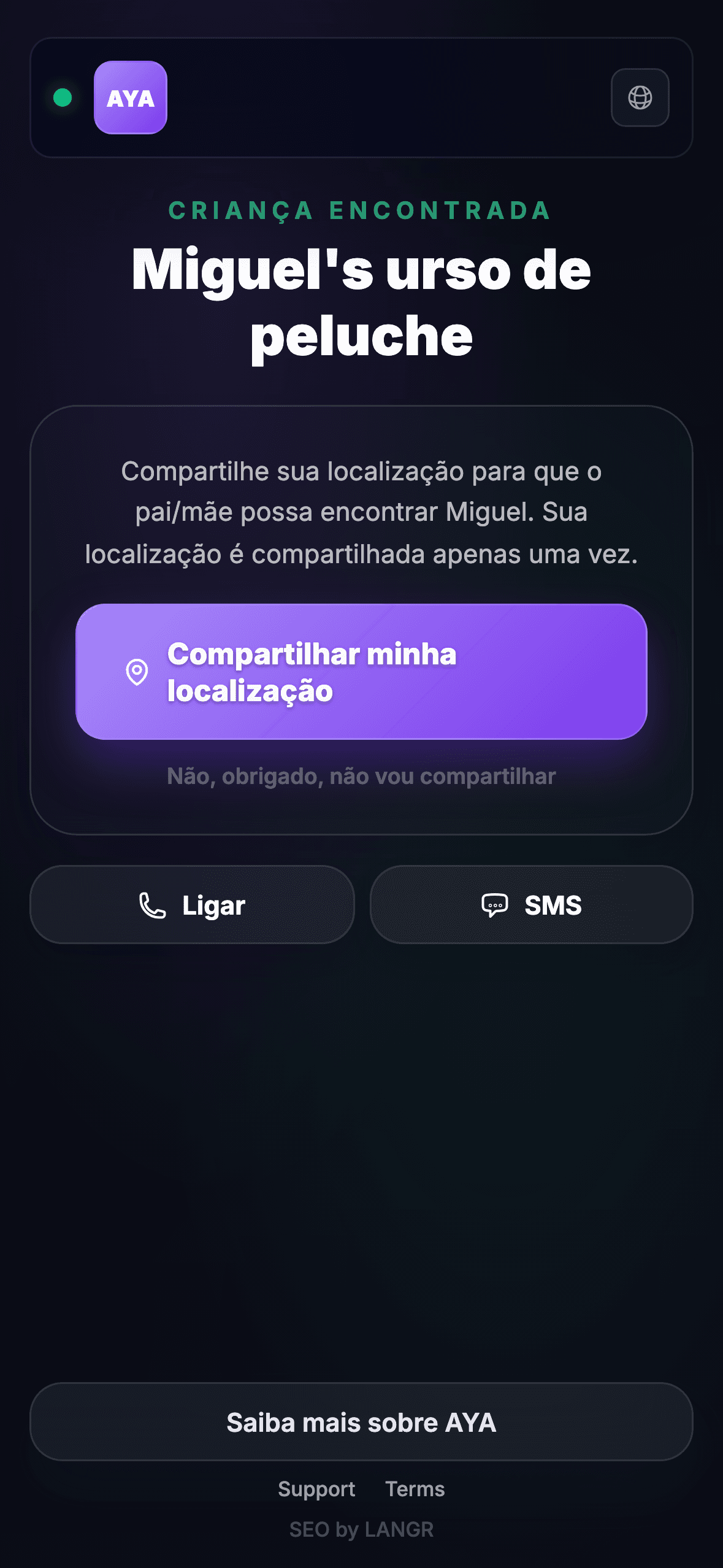 Quem encontrou lê o código QR