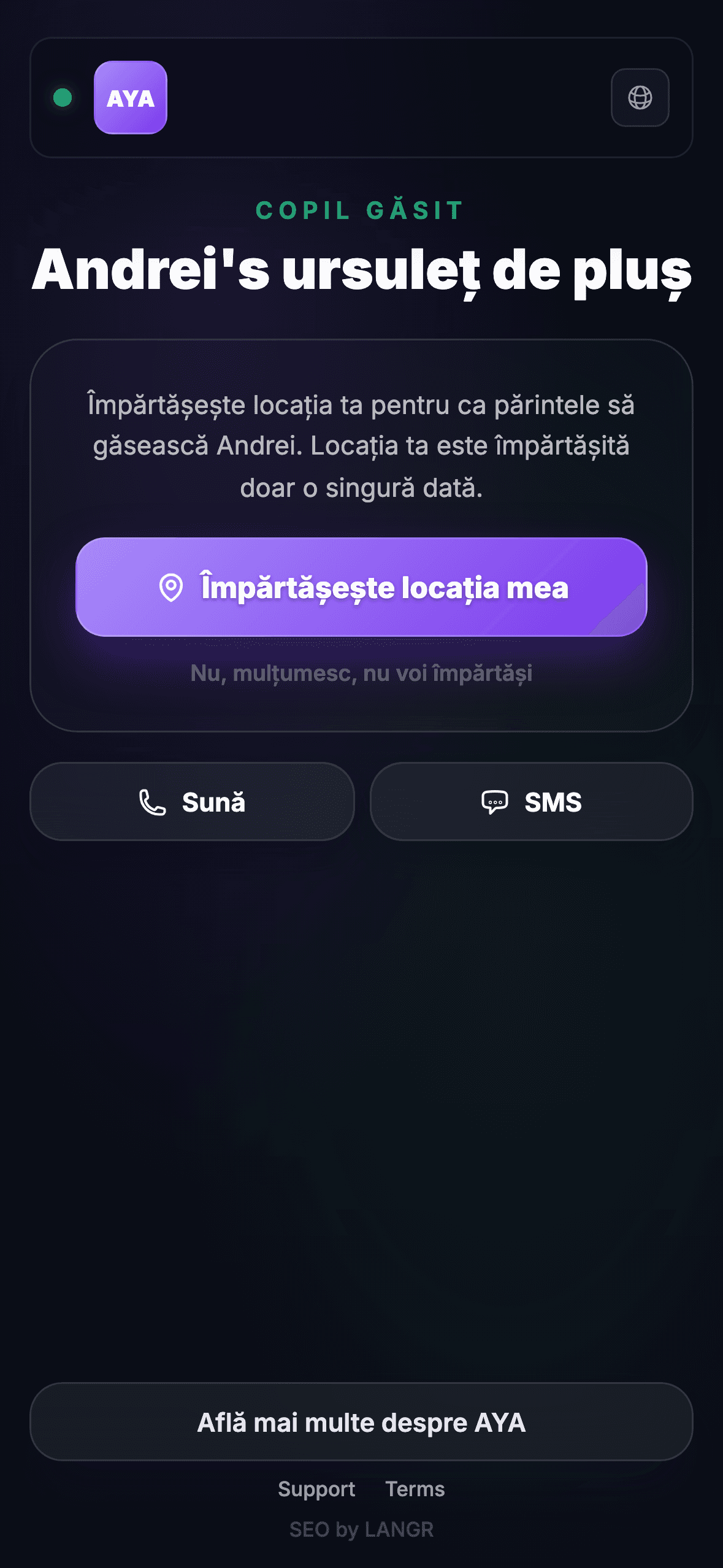 Găsitorul scanează codul QR