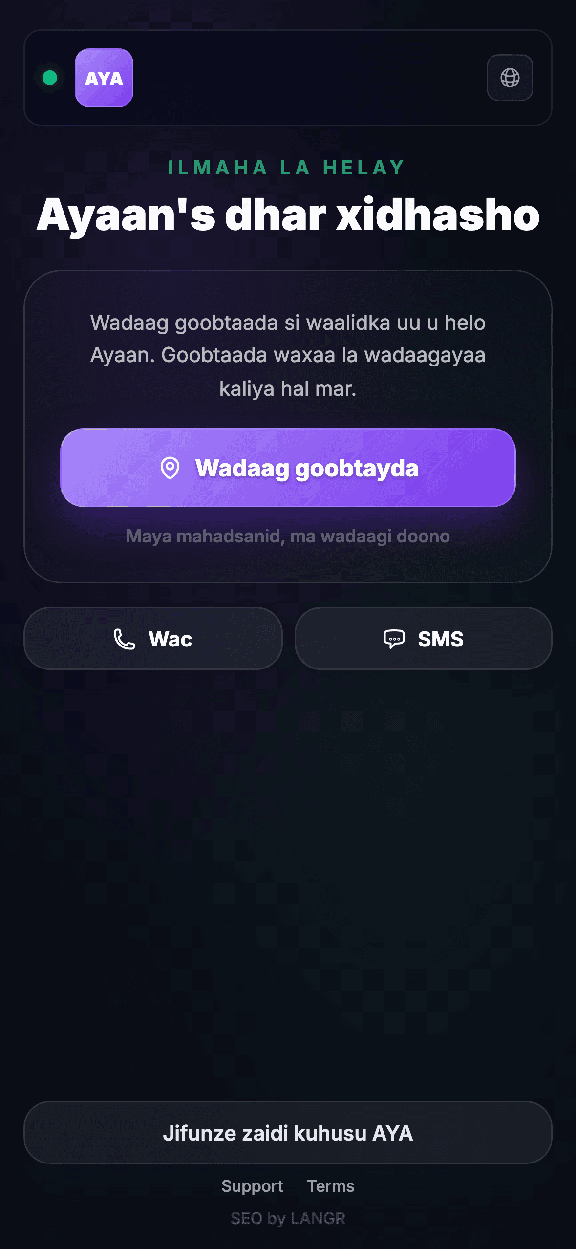Qofka helay QR koodka scan galay