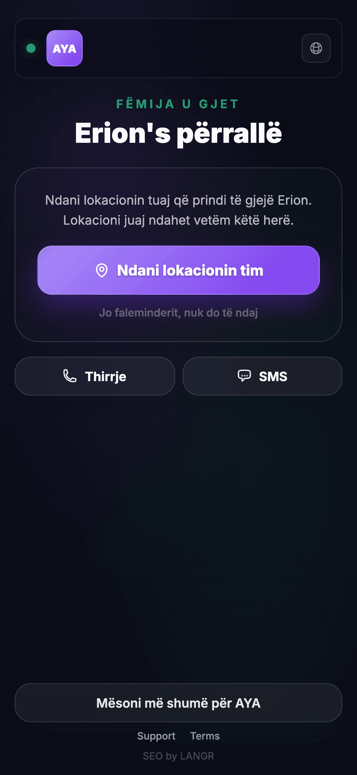Gjetësi skanon kodin QR