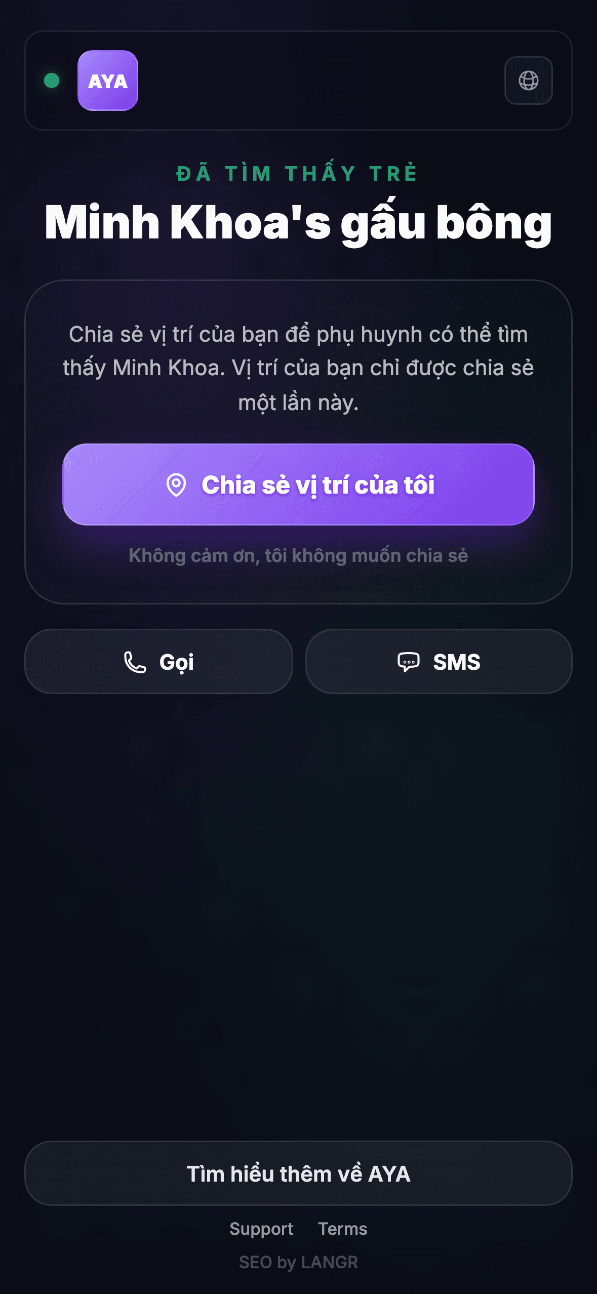 Người tìm thấy quét mã QR
