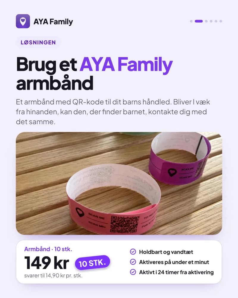 AYA-armbånd med QR-kode