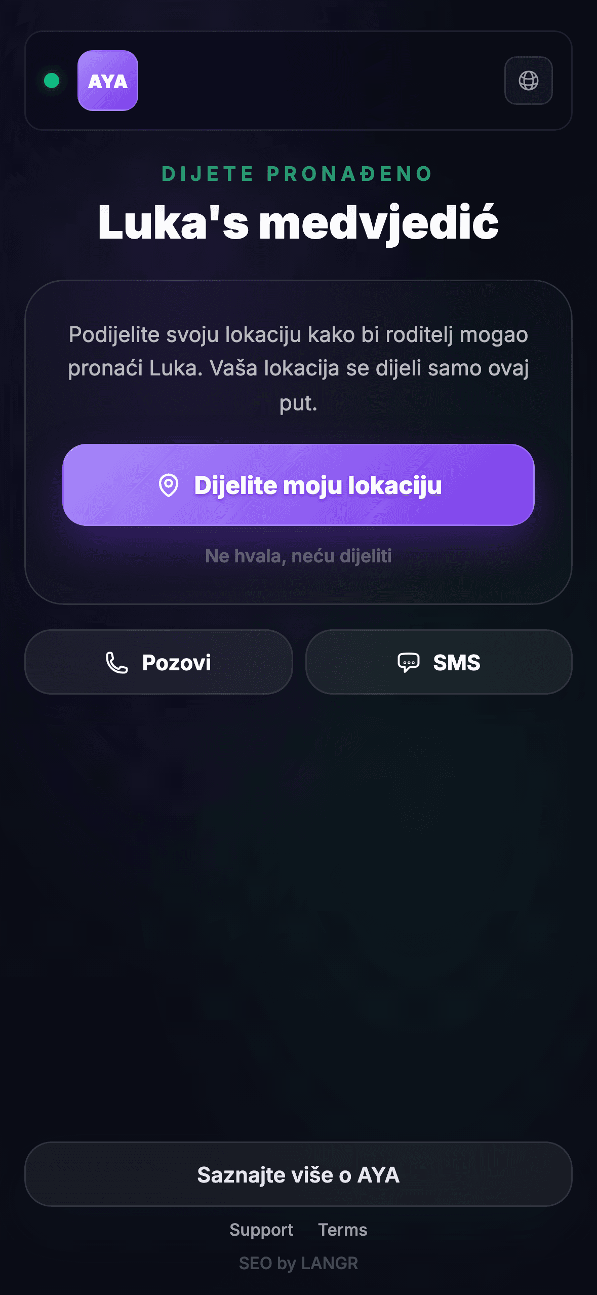 Pronalazač skenira QR kod