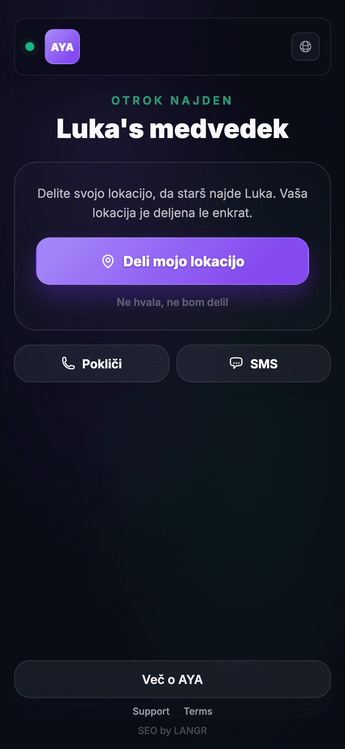 Iskalec skenira QR kodo